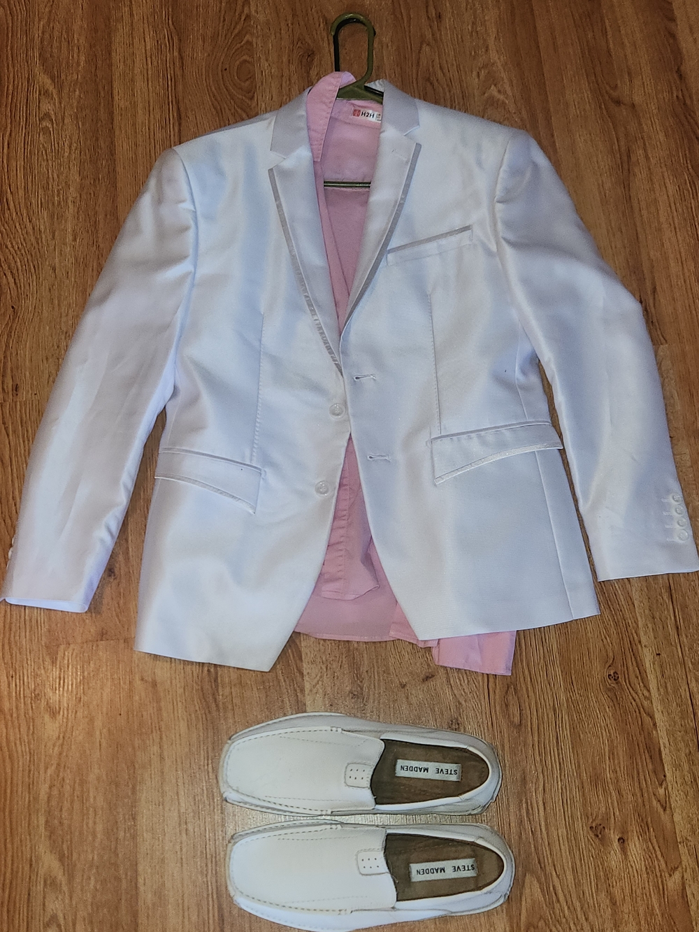 Men's Pitbull Costume, White Suit, Pink Shirt, White Shoes